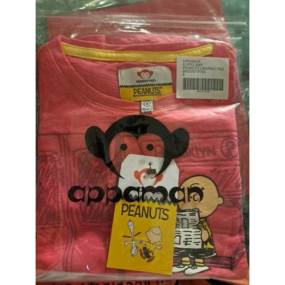 Appaman x Peanuts Girls Pink Long-Sleeve Graphic Tee Top Charlie Brown Lucy Sz 8 - Picture 3 of 4